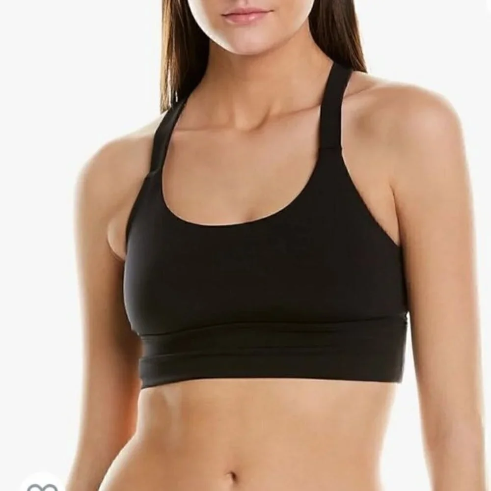 New Natori Impulse Racerback V Back Sports Bra Black Unpadded Athleisure XS